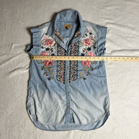Driftwood Women’s Embroidered Detty Blouse Size M Floral Boho California Country - Picture 6 of 9